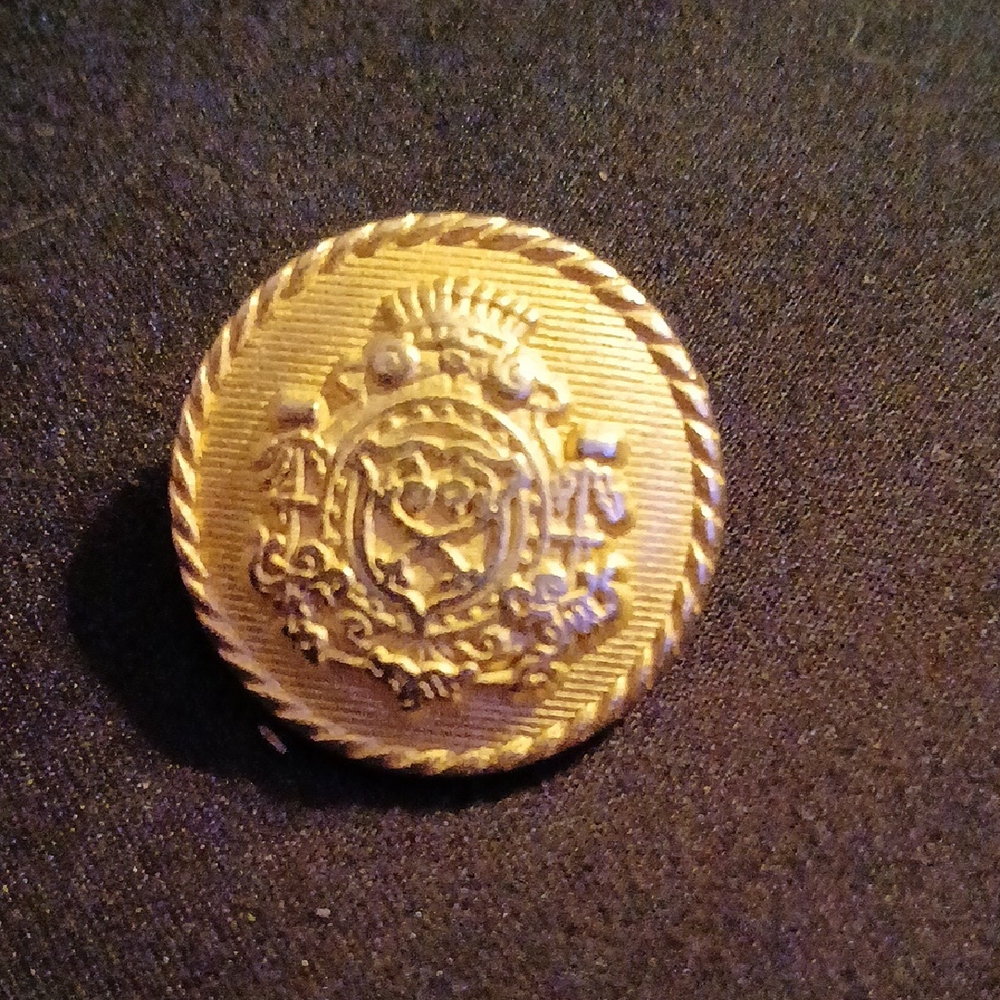 Vintage Gold Button with Crest Design